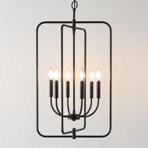SAFAVIEH Lighting Collection Alto Modern Farmhouse Black 6-Light Adjustable Pendant Chandelier Hanging Light Fixture, Ideal for Dining Room, Kitchen Island, Foyer, Entryway (LED Bulbs Included)