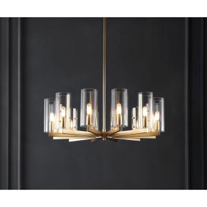 SAFAVIEH Lighting Collection Benicio Art Deco 29-inch Diameter Adjustable Hanging Chandelier Light Fixture (LED Bulbs Included)