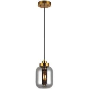 SAFAVIEH Lighting Collection Ethyx Smoke Grey/Brass Adjustable Pendant Hanging Light Fixture, Ideal for Dining Room, Kitchen Island, Entryway (LED Bulb Included)