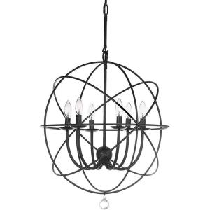 SAFAVIEH Lighting Collection Evie Modern Contemporary Farmhouse Industrial Retro Black Orb 22-inch 6-light Adjustable Round Chandelier Light Fixture (LED Bulbs Included)