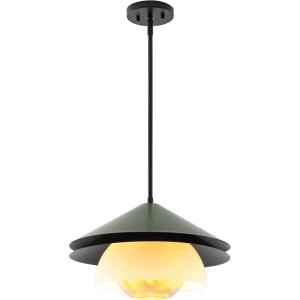SAFAVIEH Lighting Collection Jalen Green Glass/Metal Hanging Light Fixture Pendant (LED Bulb Included)
