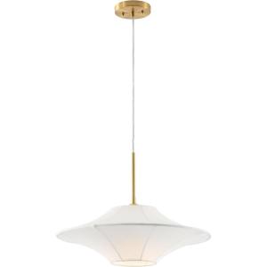 SAFAVIEH Lighting Collection Lanai White/Brass Fabric/Metal Hanging Light Fixture Pendant (LED Bulb Included)