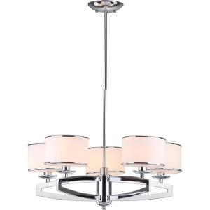 SAFAVIEH Lighting Collection Lenora Modern Chrome 25-inch Diameter 5-light Hanging Chandelier Light Fixture (LED Bulbs Included)