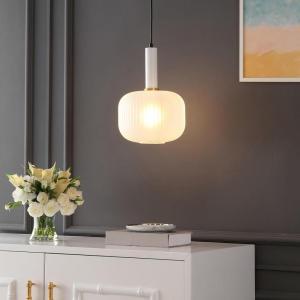 SAFAVIEH Lighting Collection Naois White/Black Adjustable Pendant Hanging Light Fixture, Ideal for Dining Room, Kitchen Island, Entryway (LED Bulb Included)