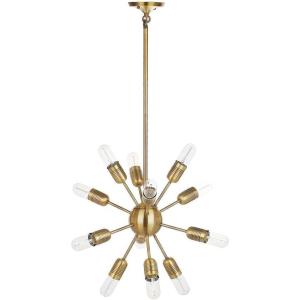 SAFAVIEH Lighting Collection Raging Solace Retro Mid-Century Modern Industrial Sputnik Gold 18-inch Diameter 12-light Pendant Adjustable Hanging Pendant Light Fixture (LED Edison Bulbs Included)(Gold)