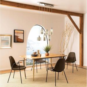 SAFAVIEH PND6003A Mendi 6-Light Adjustable Silver and Chrome (LED Bulbs Included) Pendant