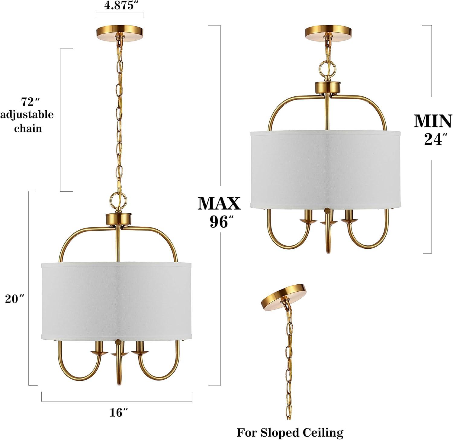 image:imageSAFAVIEH Lighting Collection Jemmi 3Light Brass LED Adjustable PendantBrass