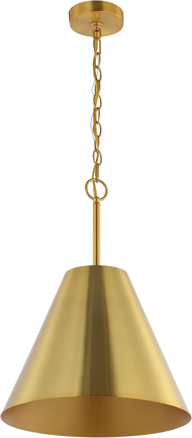 image:imageSAFAVIEH Lighting Collection Jenner Brass Gold Adjustable Pendant Hanging Light Fixture Ideal for Dining Room Kitchen Island Entryway LED Bulb IncludedBrass
