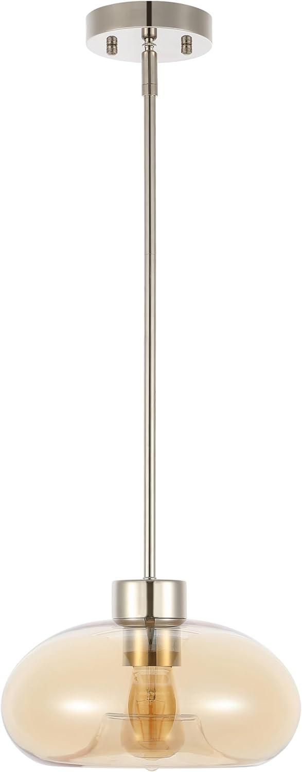 image:imageSAFAVIEH Lighting Collection Jorie AmberNickel Adjustable Pendant Hanging Light Fixture Ideal for Dining Room Kitchen Island Entryway LED Bulb Included