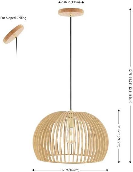 image:imageSAFAVIEH Lighting Collection Mesa Natural Adjustable Pendant Hanging Light Fixture Ideal for Dining Room Kitchen Island Entryway LED Bulb Included