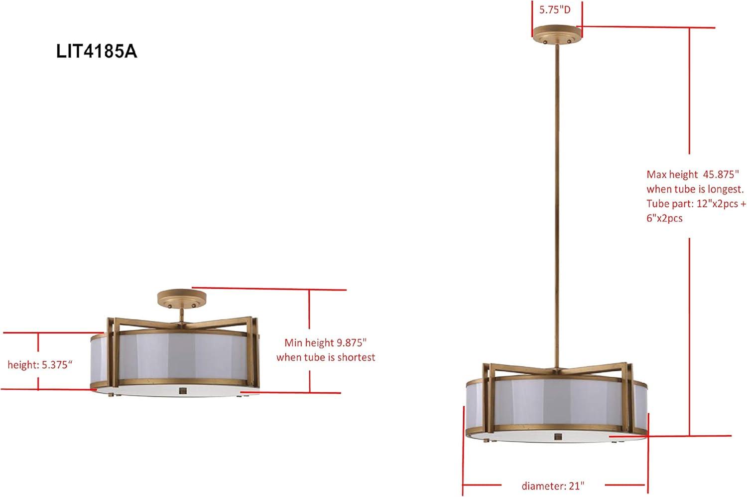 image:imageSAFAVIEH Lighting Collection Orb Antique Gold 21inch Diameter Adjustable Ceiling Drum Pendant Light Fixture LED Bulbs Included