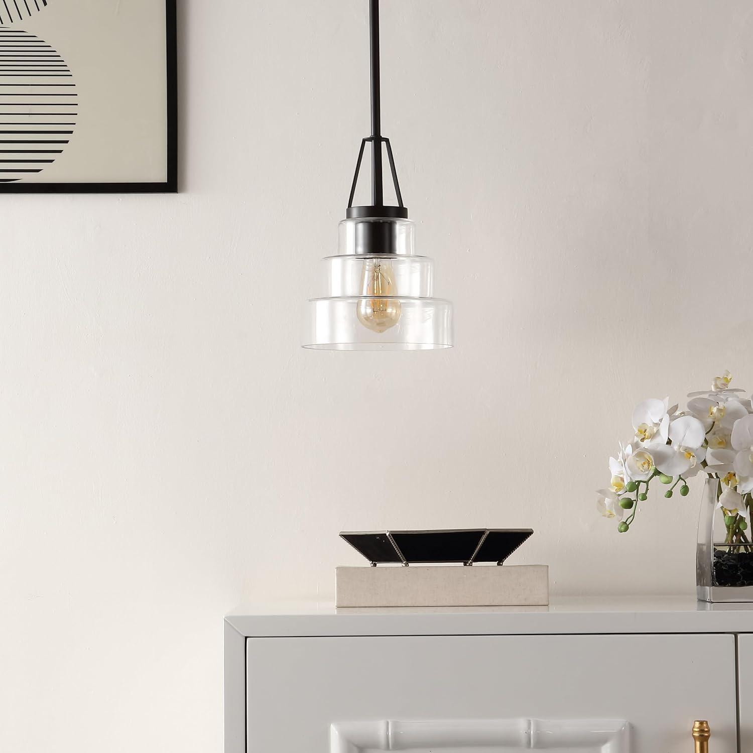 image:imageSAFAVIEH Lighting Collection Raylen ClearOrb Adjustable Pendant Hanging Light Fixture Ideal for Dining Room Kitchen Island Entryway LED Bulb Included