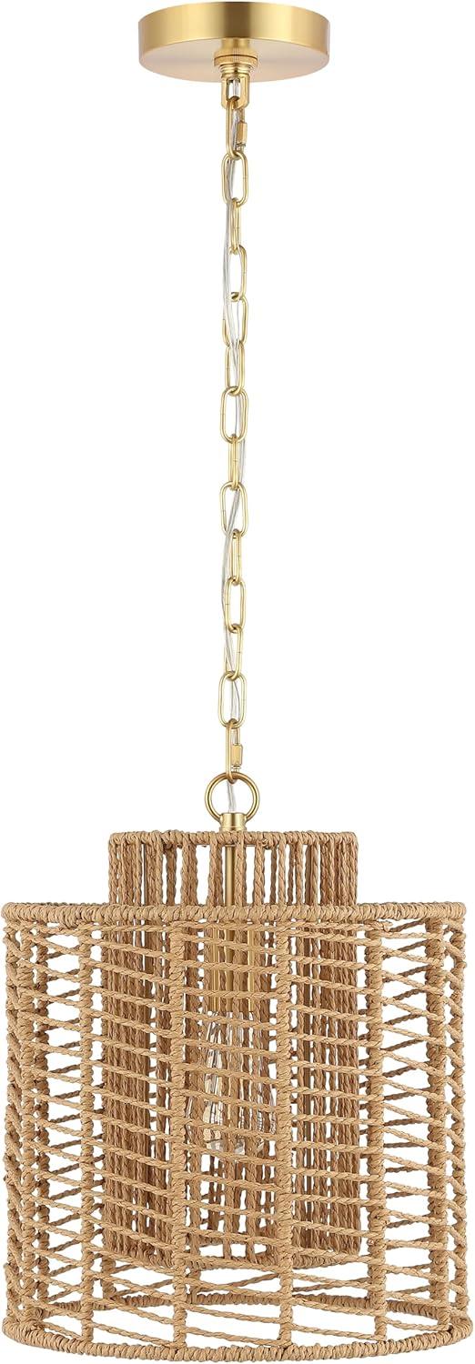 image:imageSAFAVIEH Lighting Collection Ryoa NaturalGold Adjustable Pendant Hanging Light Fixture Ideal for Dining Room Kitchen Island Entryway LED Bulb IncludedNaturalGold