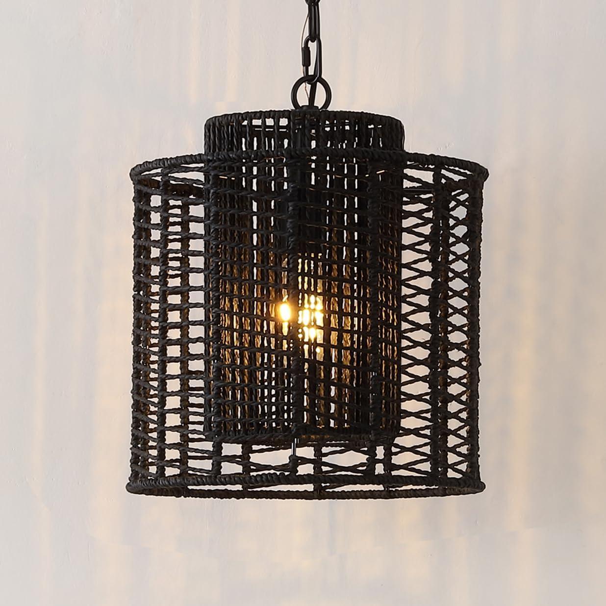 image:imageSAFAVIEH Lighting Collection Ryoa NaturalGold Adjustable Pendant Hanging Light Fixture Ideal for Dining Room Kitchen Island Entryway LED Bulb IncludedBlack