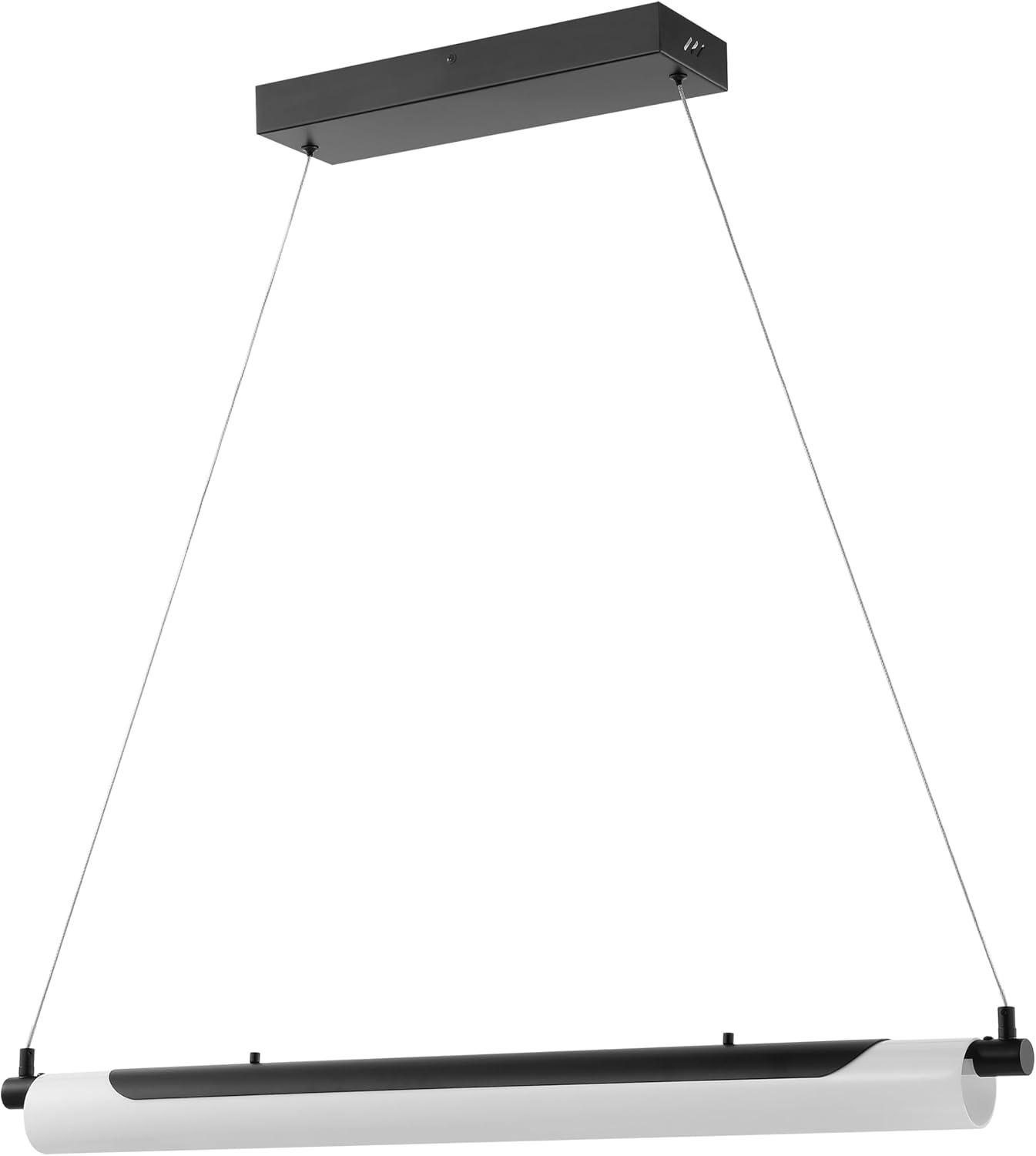 image:imageSAFAVIEH Lighting Collection Tyto Black LED Linear Pendant Hanging Light Fixture Ideal for Dining Room Kitchen Island Entryway