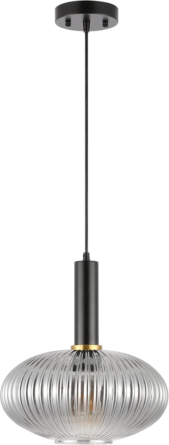 image:imageSAFAVIEH Lighting Collection Zeon Smoke GreyBlack Adjustable Pendant Hanging Light Fixture Ideal for Dining Room Kitchen Island Entryway LED Bulb Included