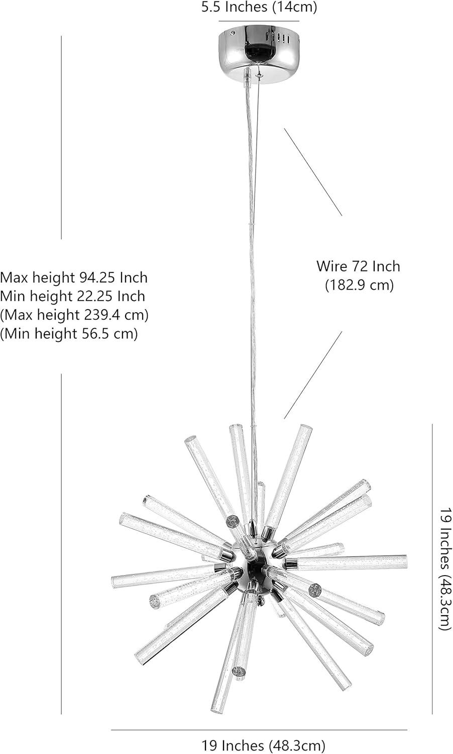 image:imageSAFAVIEH PND4103A Lighting Collection Gema Chrome and Clear Sputnik Adjustable 22inch LED Pendant