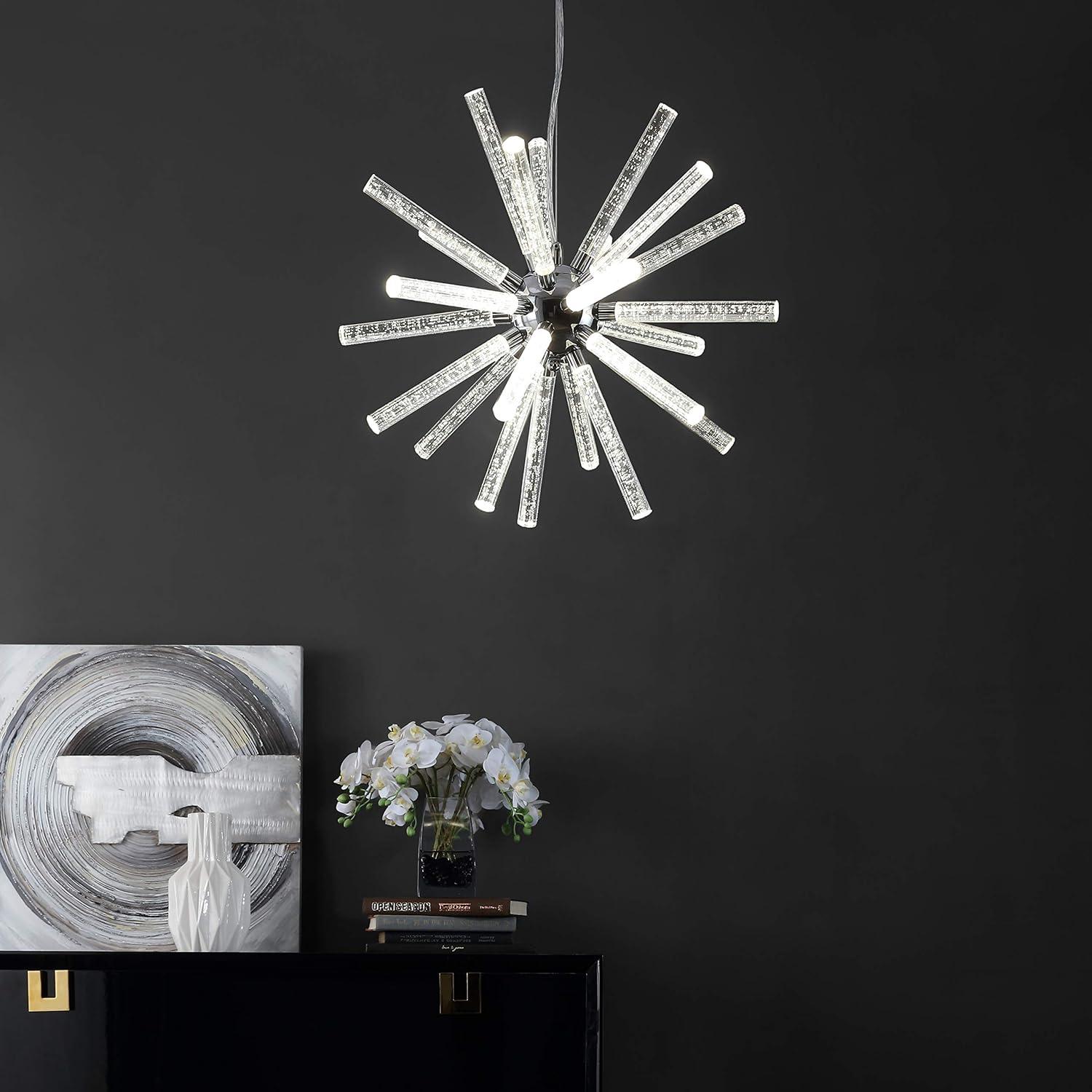 image:imageSAFAVIEH PND4103A Lighting Collection Gema Chrome and Clear Sputnik Adjustable 22inch LED Pendant