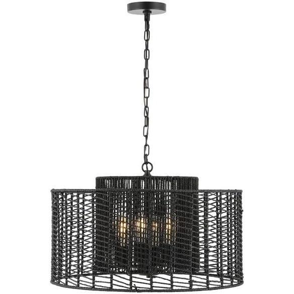 image:imageSAFAVIEH Lighting Collection Brynora NaturalGold 4Light Adjustable Pendant Chandelier Hanging Light Fixture Ideal for Dining Room Kitchen Island Entryway LED Bulbs IncludedBlack