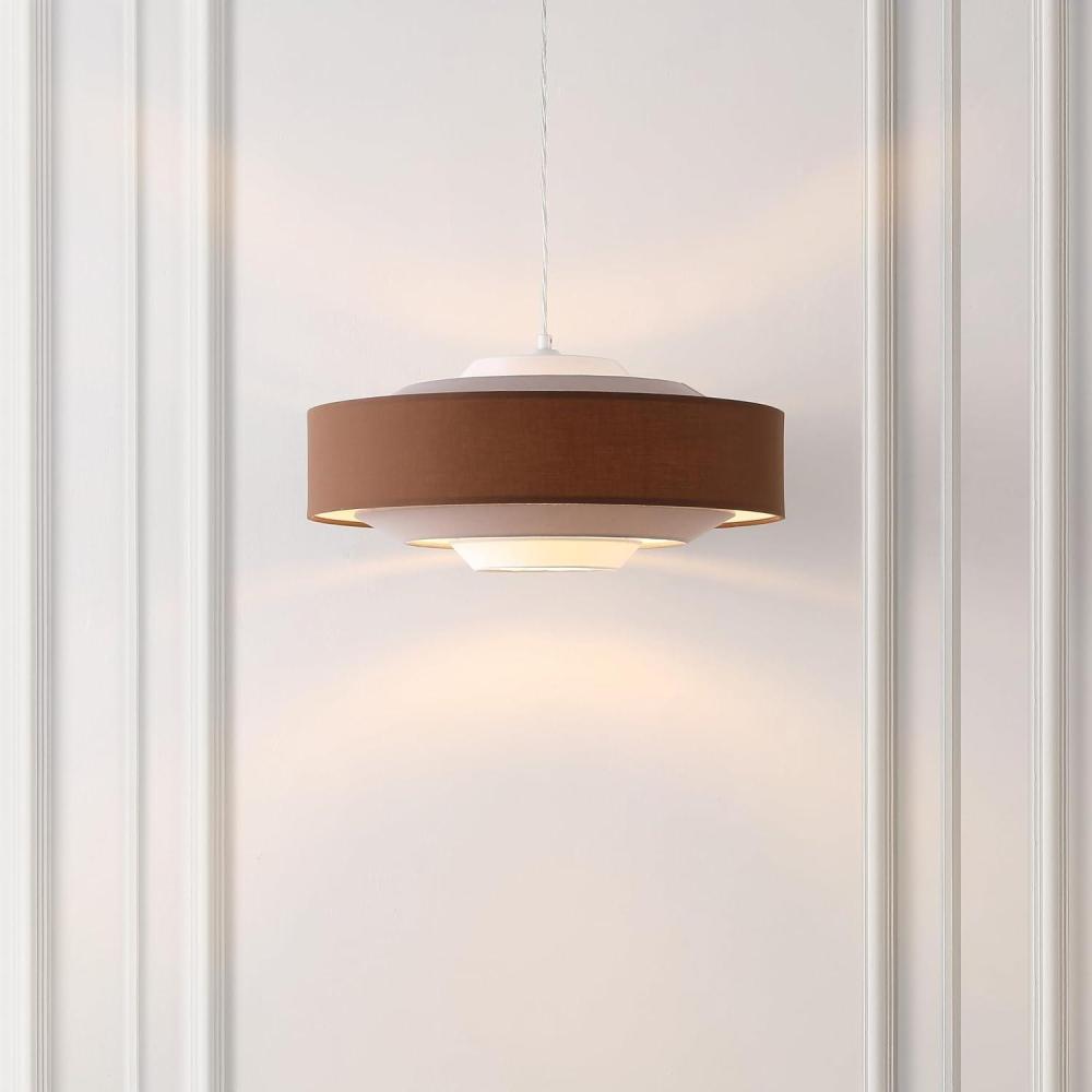 image:imageSAFAVIEH Lighting Collection Collelo BrownBeigeWhite Adjustable Pendant Hanging Light Fixture Ideal for Dining Room Kitchen Island Entryway LED Bulb Included