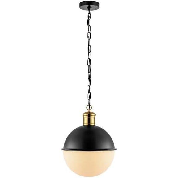 image:imageSAFAVIEH Lighting Collection Daylily MidCentury Modern BlackBrass 13inch Orb PendantBlackBrass