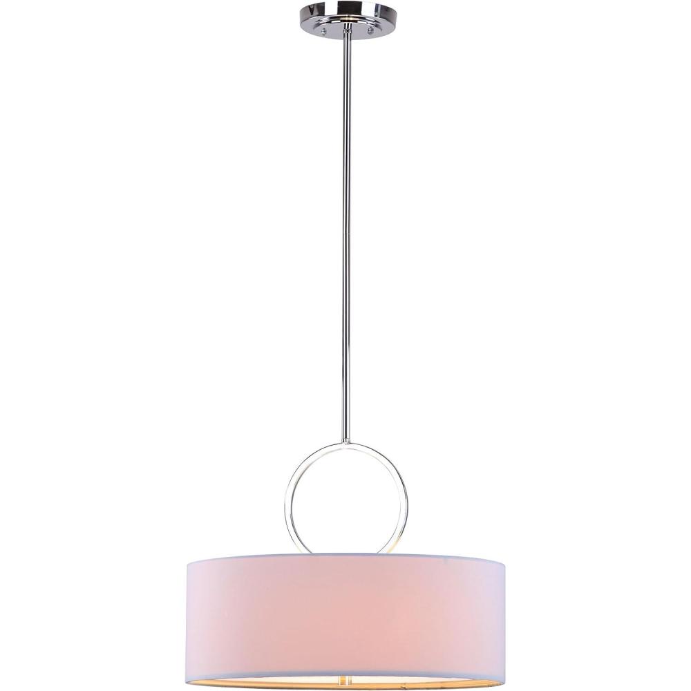 image:imageSAFAVIEH Lighting Collection Debonair Modern Chrome Ring 18inch Diameter Adjustable Pendant Light Fixture LED Bulbs Included