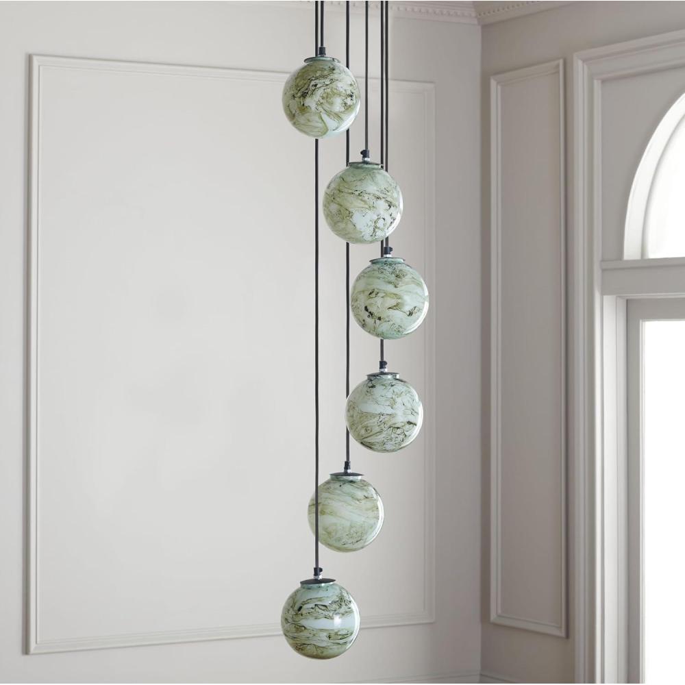image:imageSAFAVIEH Lighting Collection Hallie BlackNatural 6Light Adjustable Pendant Hanging Light Fixture Ideal for Dining Room Kitchen Island Entryway LED Bulbs Included
