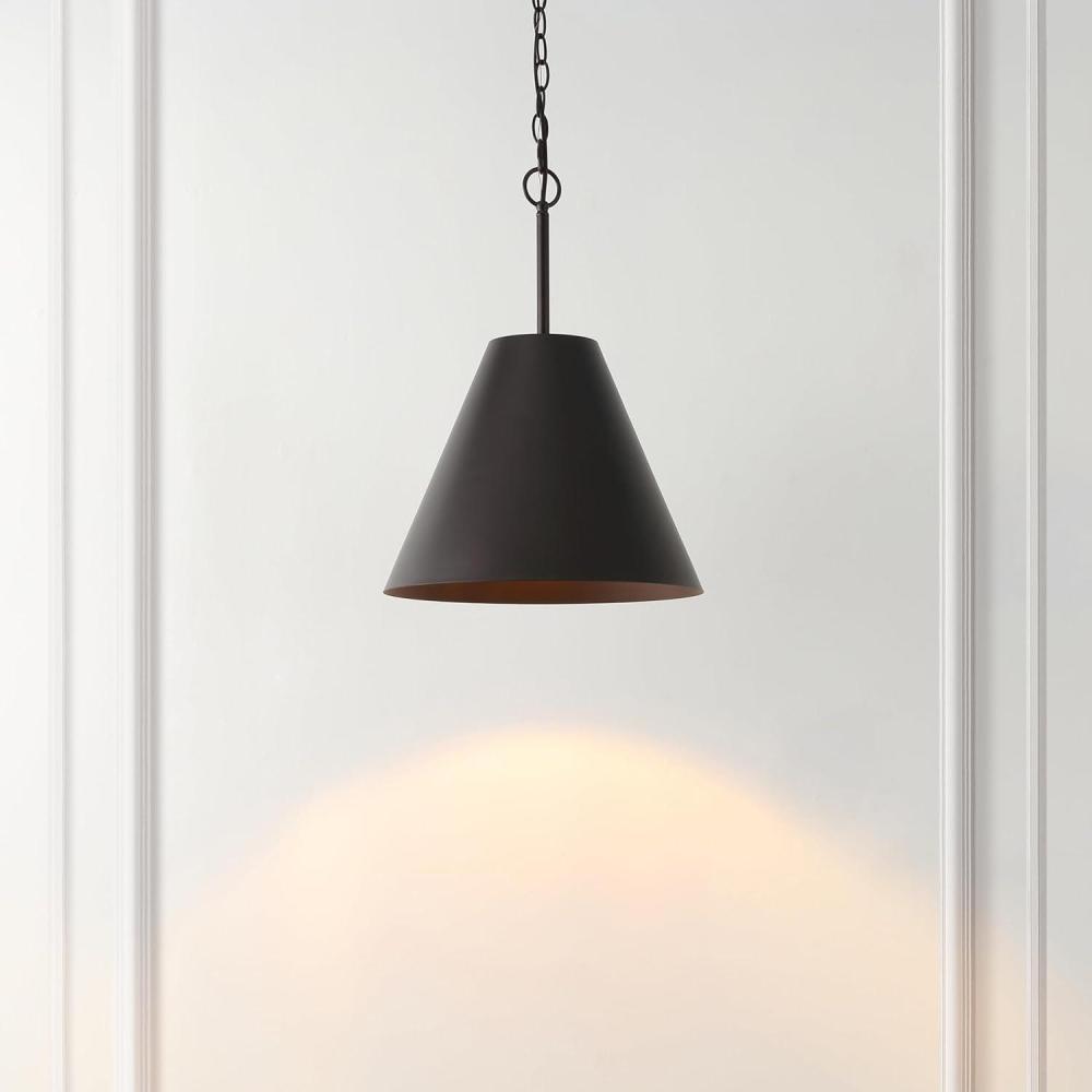 image:imageSAFAVIEH Lighting Collection Jenner Brass Gold Adjustable Pendant Hanging Light Fixture Ideal for Dining Room Kitchen Island Entryway LED Bulb IncludedOil Rub Bronze