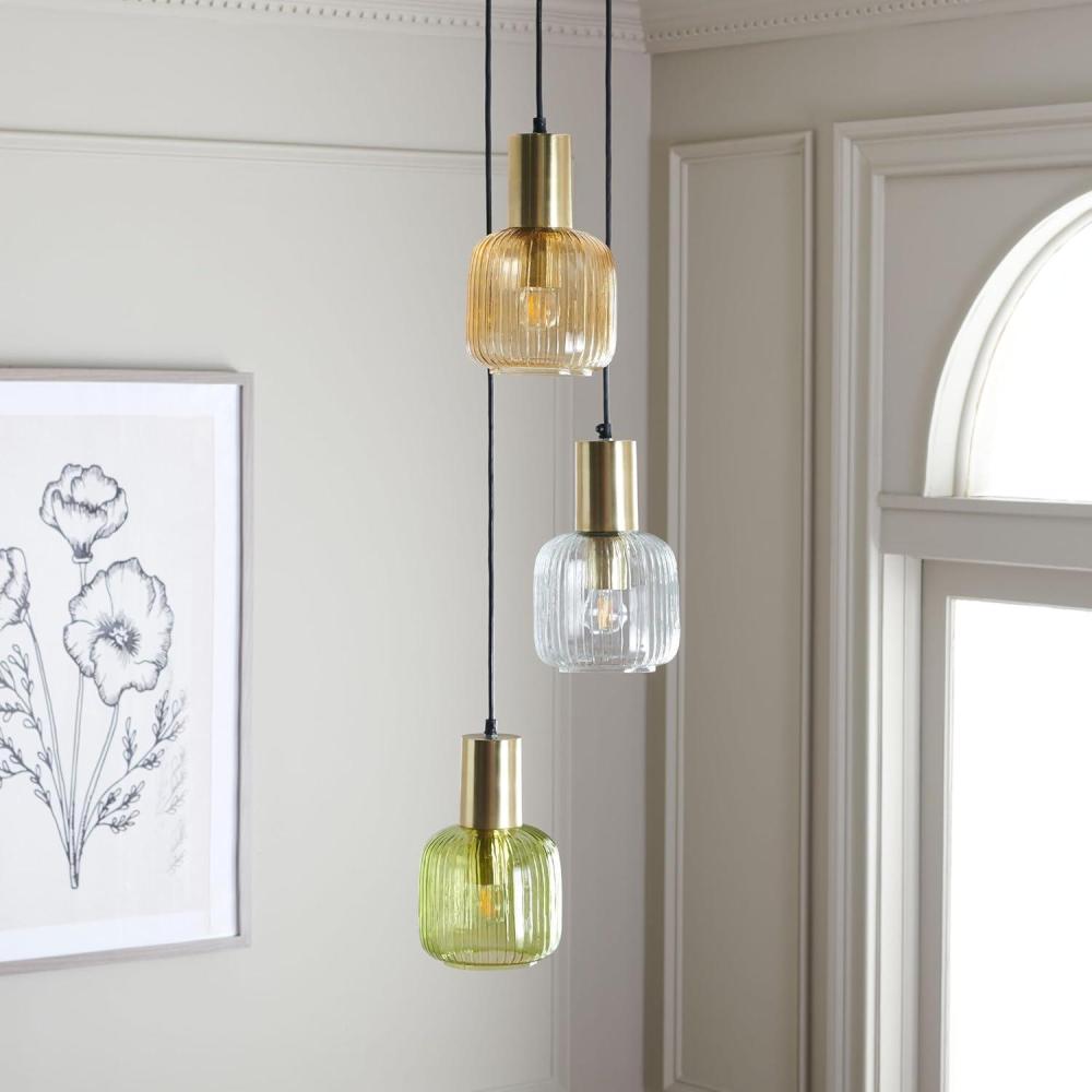 image:imageSAFAVIEH Lighting Collection Rhea Gold 3Light Adjustable Pendant Hanging Light Fixture Ideal for Dining Room Kitchen Island Entryway LED Bulbs Included