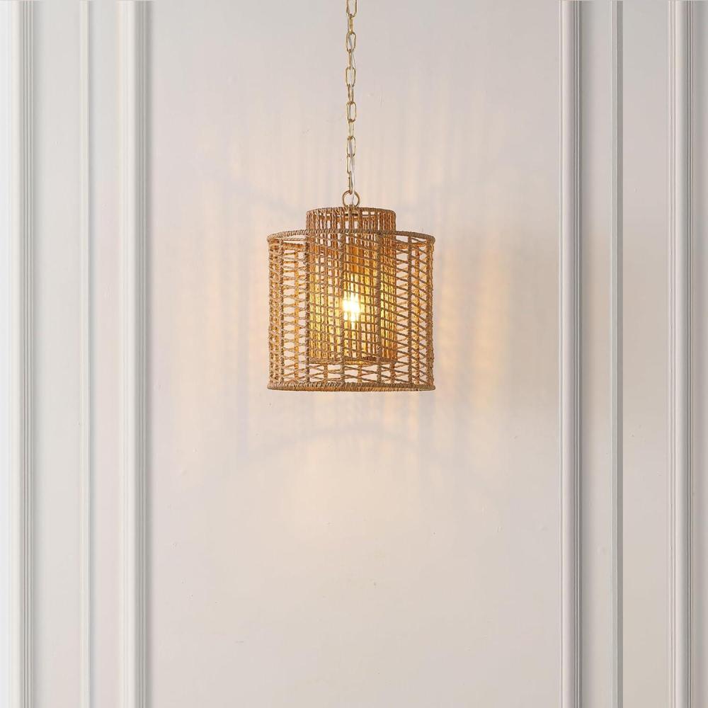 image:imageSAFAVIEH Lighting Collection Ryoa NaturalGold Adjustable Pendant Hanging Light Fixture Ideal for Dining Room Kitchen Island Entryway LED Bulb IncludedNaturalGold