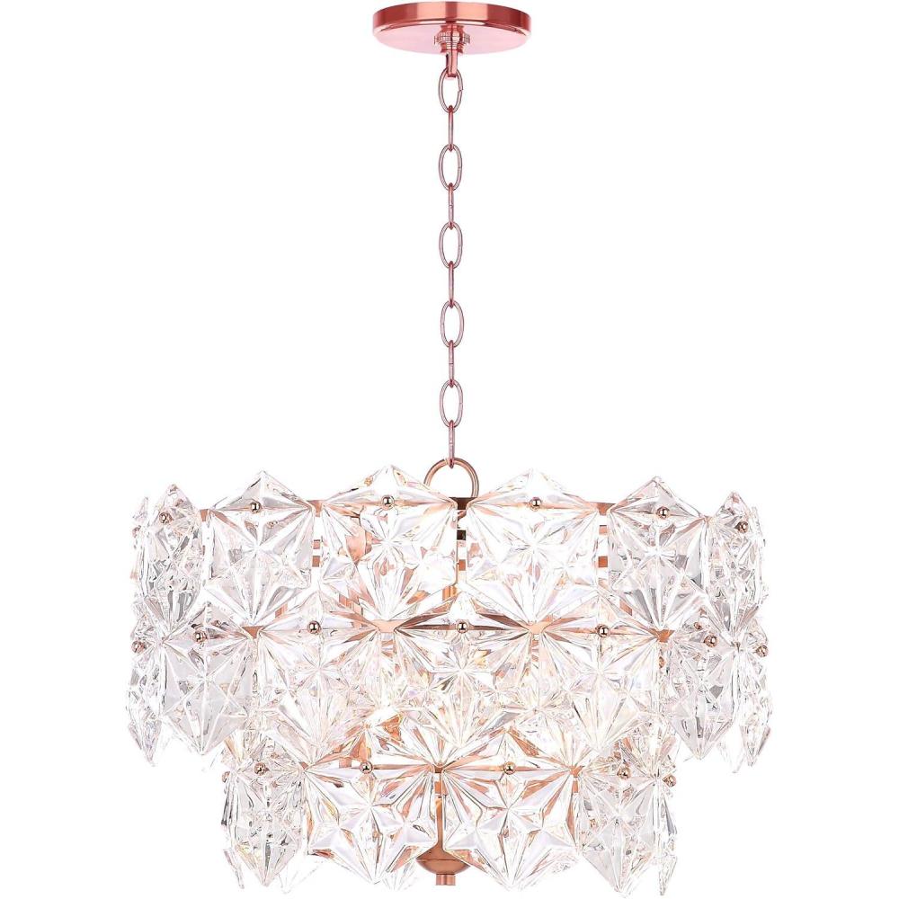 image:imageSAFAVIEH Lighting Collection Sia 4 Light 19 Adjustable Pendant Copper