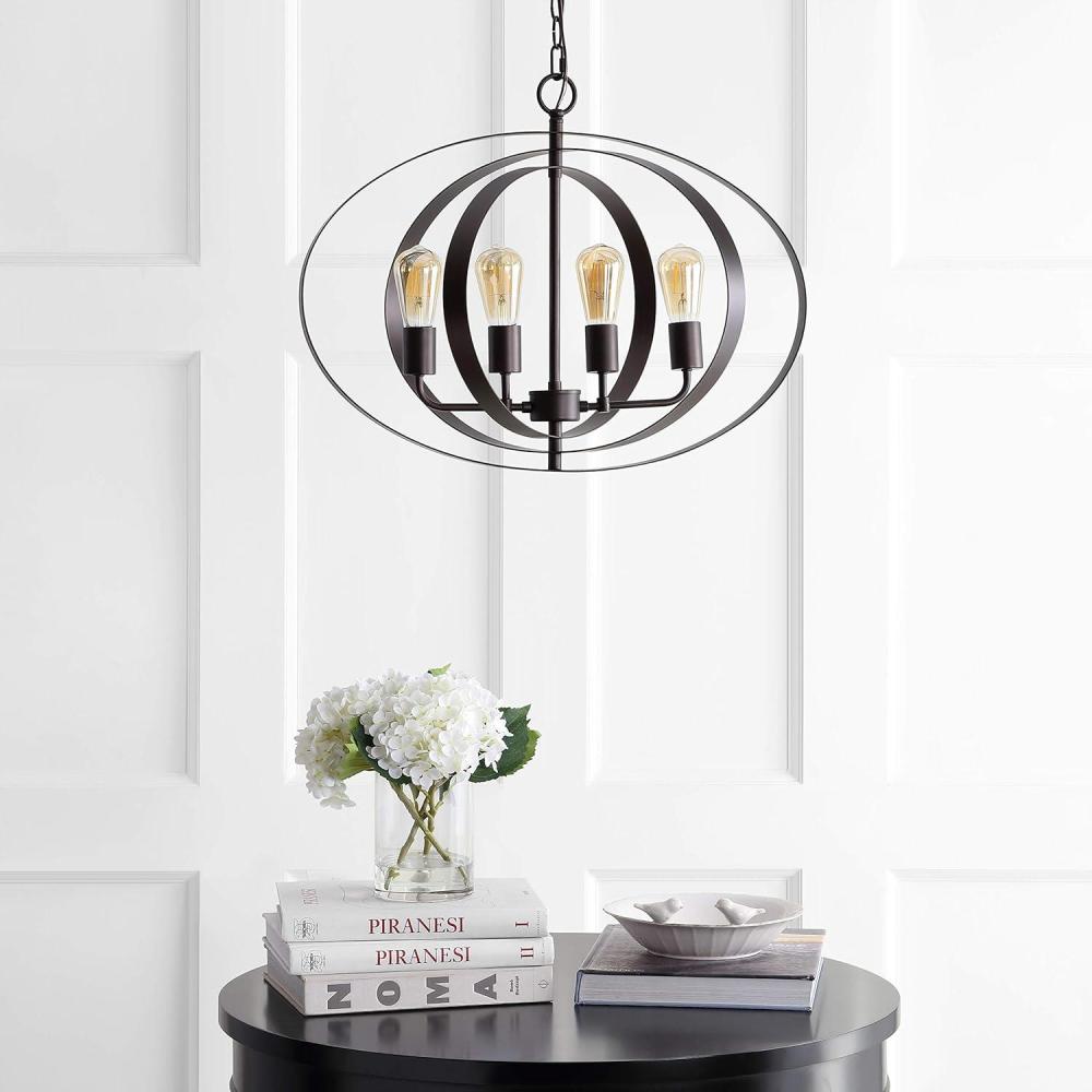image:imageSAFAVIEH PND4047A Killian Adjustable Dark Grey 4Light LED Bulbs Included Pendant