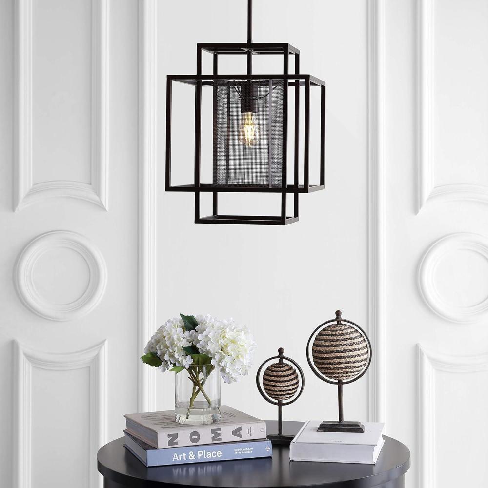 image:imageSAFAVIEH PND4065A Lighting Case Adjustable Dark Grey LED Bulb Included Pendant