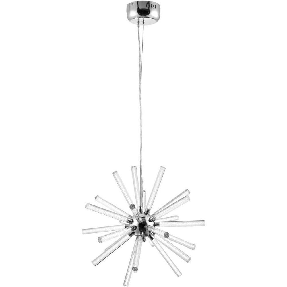 image:imageSAFAVIEH PND4103A Lighting Collection Gema Chrome and Clear Sputnik Adjustable 22inch LED Pendant