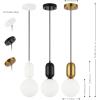 SAFAVIEH Lighting Collection Amagiri White/Black/Brass Gold Adjustable Pendant Set of 3 Hanging Light Fixture, Ideal for Dining Room, Kitchen Island, Entryway (LED Bulbs Included)
