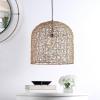 SAFAVIEH Lighting Collection Bianco Boho Coastal Tropical Natural Rattan 18-inch Pendant