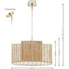 SAFAVIEH Lighting Collection Brynora Natural/Gold 4-Light Adjustable Pendant Chandelier Hanging Light Fixture, Ideal for Dining Room, Kitchen Island, Entryway (LED Bulbs Included)(Natural/Gold)