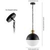 SAFAVIEH Lighting Collection Daylily Mid-Century Modern Black/Brass 13-inch Orb Pendant(Black/Brass)