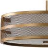 SAFAVIEH Lighting Collection Greta Veil Antique Gold 20-inch Diameter Adjustable Drum Pendant Light Fixture (LED Bulbs Included)
