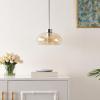 SAFAVIEH Lighting Collection Jorie Amber/Nickel Adjustable Pendant Hanging Light Fixture, Ideal for Dining Room, Kitchen Island, Entryway (LED Bulb Included)