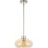 SAFAVIEH Lighting Collection Jorie Amber/Nickel Adjustable Pendant Hanging Light Fixture, Ideal for Dining Room, Kitchen Island, Entryway (LED Bulb Included)