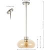 SAFAVIEH Lighting Collection Jorie Amber/Nickel Adjustable Pendant Hanging Light Fixture, Ideal for Dining Room, Kitchen Island, Entryway (LED Bulb Included)