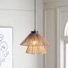 SAFAVIEH Lighting Collection Kaia Boho Brown Raffia Adjustable Pendant Hanging Light Fixture, Ideal for Dining Room, Kitchen Island, Entryway (LED Bulb Included)