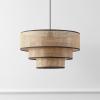 SAFAVIEH Lighting Collection Malya Brown & Natural Faux Rattan Tiered Adjustable Pendant Hanging Light Fixture (LED Bulb Included)(Brown/Natural)