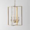 SAFAVIEH Lighting Collection Morella Antique Gold 4-Light Adjustable Pendant Chandelier Hanging Light Fixture, Ideal for Dining Room, Kitchen Island, Entryway (LED Bulbs Included)
