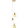 SAFAVIEH Lighting Collection Rhea Gold 3-Light Adjustable Pendant Hanging Light Fixture, Ideal for Dining Room, Kitchen Island, Entryway (LED Bulbs Included)