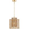 SAFAVIEH Lighting Collection Ryoa Natural/Gold Adjustable Pendant Hanging Light Fixture, Ideal for Dining Room, Kitchen Island, Entryway (LED Bulb Included)(Natural/Gold)