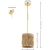 SAFAVIEH Lighting Collection Saija Natural/Gold Adjustable Pendant Hanging Light Fixture, Ideal for Dining Room, Kitchen Island, Entryway (LED Bulb Included)