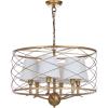 SAFAVIEH Lighting Collection Thea Modern Farmhouse Gold 25-inch Diameter 5-light Adjustable Hanging Chandelier Pendant Light Fixture (LED Bulbs Included)