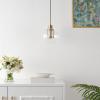 SAFAVIEH Lighting Collection Toronto Clear/Brass Adjustable Pendant Hanging Light Fixture, Ideal for Dining Room, Kitchen Island, Entryway (LED Bulb Included)